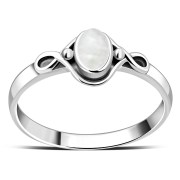 Mother of Pearl Celtic Knot Silver Ring, r578