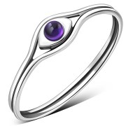 Evil Eye Amethyst Genuine Stone Silver Ring, r579