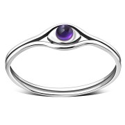 Evil Eye Amethyst Genuine Stone Silver Ring, r579