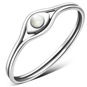 Evil Eye Mother of Pearl Silver Ring, r579