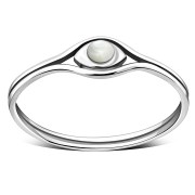 Evil Eye Mother of Pearl Silver Ring, r579