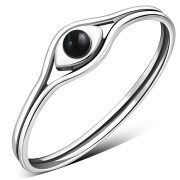 Evil Eye Black Onyx Silver Ring, r579