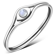 Evil Eye Rainbow Moonstone Silver Ring, r579