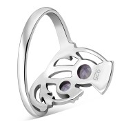 Amethyst Genuine Stone Thistle Silver Ring, r580