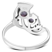 Amethyst Genuine Stone Thistle Silver Ring, r580