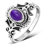 Amethyst Native Style Ethnic Silver Ring, r581