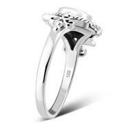 Black Onyx Native Style Ethnic Silver Ring, r581