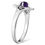 Delicate Amethyst Genuine Stone Celtic Knot Silver Ring, r582