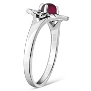 Delicate Garnet Celtic Knot Silver Ring, r582