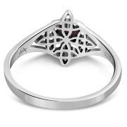 Delicate Garnet Celtic Knot Silver Ring, r582