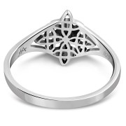 Delicate Black Onyx Celtic Knot Silver Ring, r582