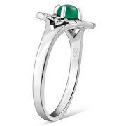 Delicate Green Agate Celtic Silver Ring, r582