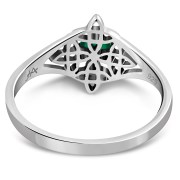 Delicate Green Agate Celtic Silver Ring, r582