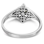 Delicate Rainbow Moonstone Celtic Silver Ring, r582