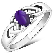 Amethyst Genuine Stone Celtic Knot Sterling Silver Ring, r583