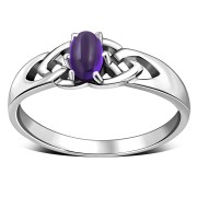 Amethyst Genuine Stone Celtic Knot Sterling Silver Ring, r583
