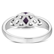 Amethyst Genuine Stone Celtic Knot Sterling Silver Ring, r583