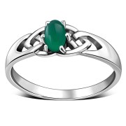 Green Agate Celtic Knot Silver Ring, r583