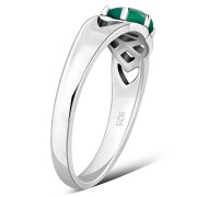 Green Agate Celtic Knot Silver Ring, r583