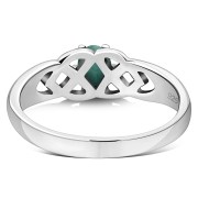 Green Agate Celtic Knot Silver Ring, r583
