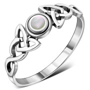 Celtic Trinity Silver Mother of Pearl Ring, r586