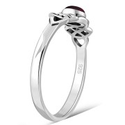 Garnet Cab Celtic Knot Silver Ring, r587