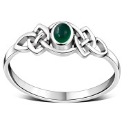 Green Agate Celtic Knot Silver Ring, r587
