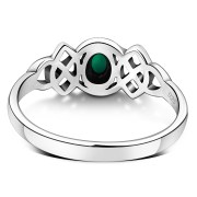 Green Agate Celtic Knot Silver Ring, r587