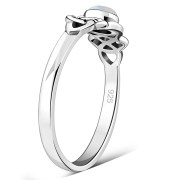 Rainbow Moonstone Cab Celtic Knot Silver Ring, r587