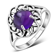 Amethyst Stone Celtic Silver Ring, r589