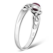 Garnet Celtic Trinity Silver Ring, r590