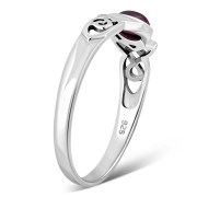 Garnet Celtic Trinity Silver Ring, r590