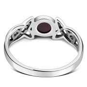 Garnet Celtic Trinity Silver Ring, r590