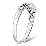 Rainbow Moonstone Celtic Trinity Silver Ring, r590