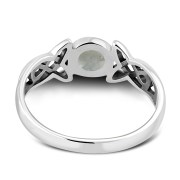 Rainbow Moonstone Celtic Trinity Silver Ring, r590