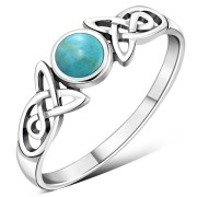Turquoise Celtic Trinity Silver Ring, r590