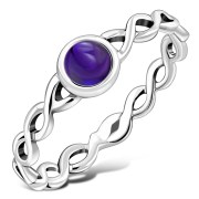 Amethyst Infinity Knot Band Silver Ring, r591