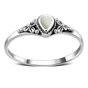 Mother Of Pearl Shell Native Style Ethnic Silver Ring, r592