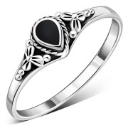 Black Onyx Native Style Ethnic Silver Ring, r592