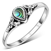 Abalone Shell Native Style Ethnic Silver Ring, r592