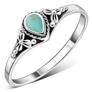 Turquoise Native Style Ethnic Silver Ring, r592