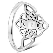 Mother of Pearl Celtic Knot Silver Ring - r594