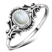 Mother Of Pearl Native Style Ethnic Silver Ring, r595