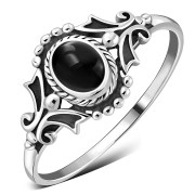 Black Onyx Native Style Ethnic Silver Ring, r595