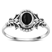 Black Onyx Native Style Ethnic Silver Ring, r595