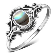 Abalone Shell Native Style Ethnic Silver Ring, r595