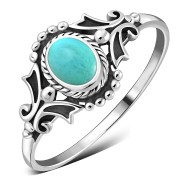 Turquoise Native Style Ethnic Silver Ring, r595