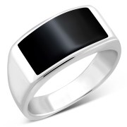Black Onyx Stone Sterling Silver Ring, R601