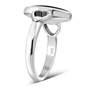 Black Onyx Love Heart Silver Ring, r606