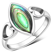 Abalone Shell Love Heart Silver Ring, r606